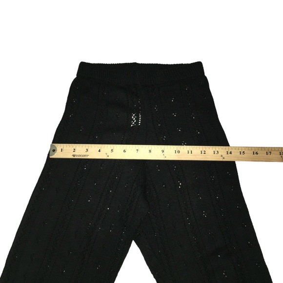 Pretty Little Thing Black Flared Open Knit See Thru Coverup Pants - Women’s 2 - Picture 4 of 14